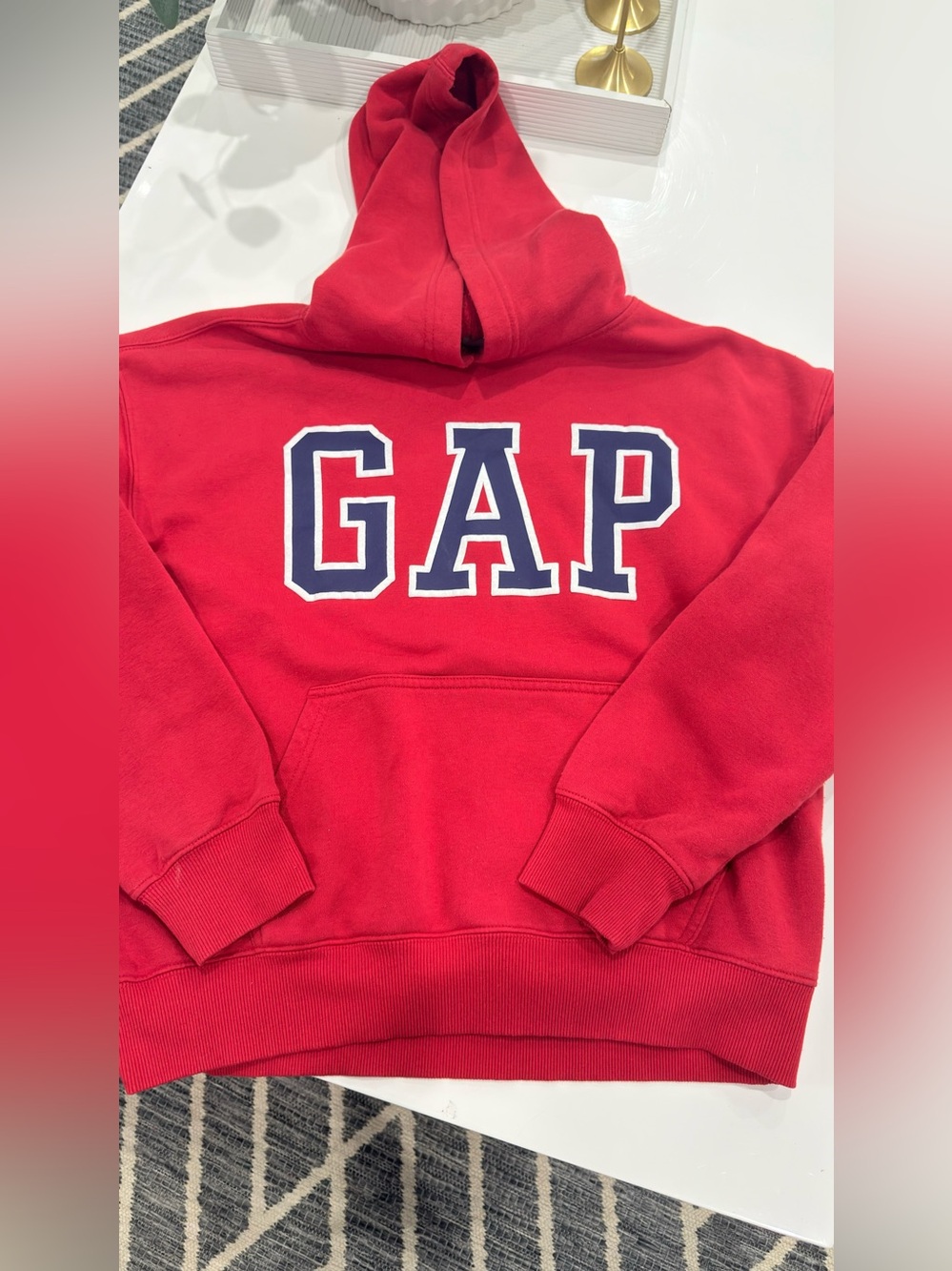GAP Red Hooded Sweatshirt with Navy Logo